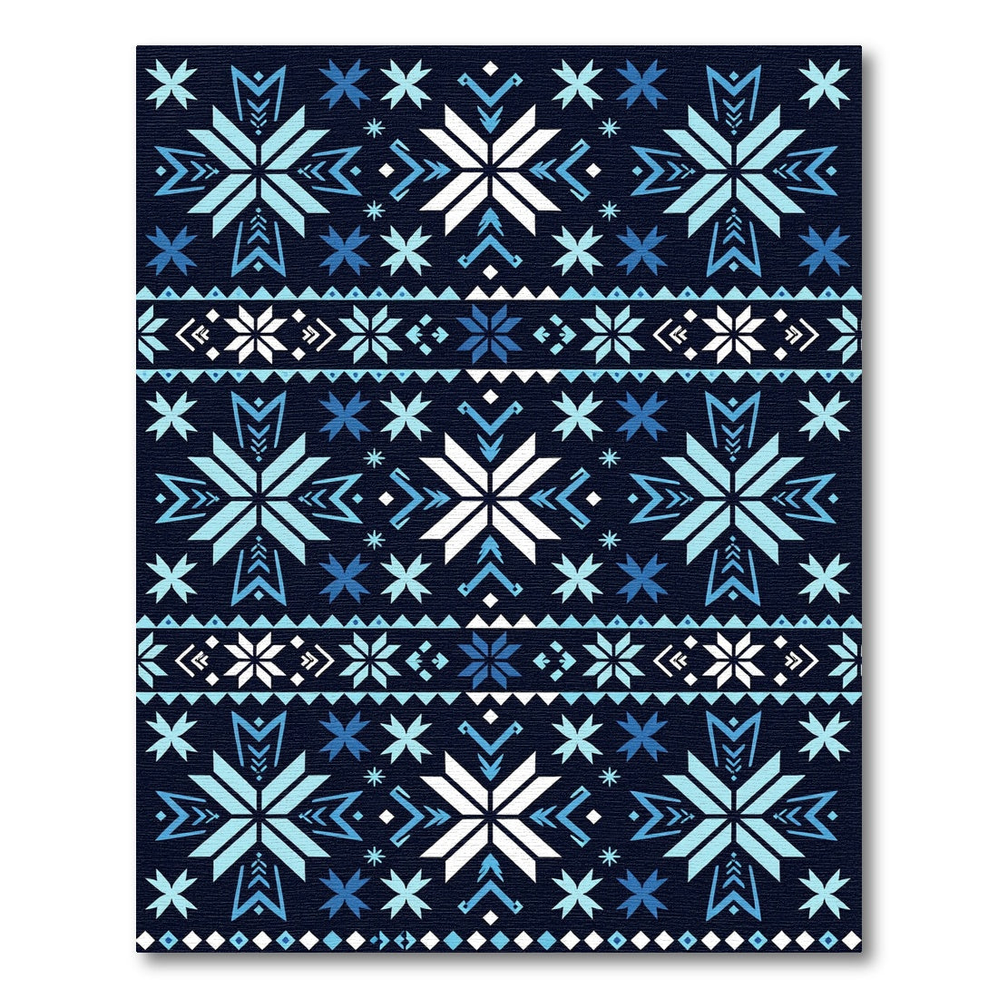 Geometric Nordic Blue Snowflake Frost Rug