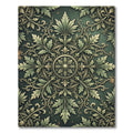 Sage Green Ornate Foliage Medallion Rug