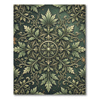 Sage Green Ornate Foliage Medallion Rug