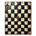 Aged Black Cream Checkerboard Splatter Rug