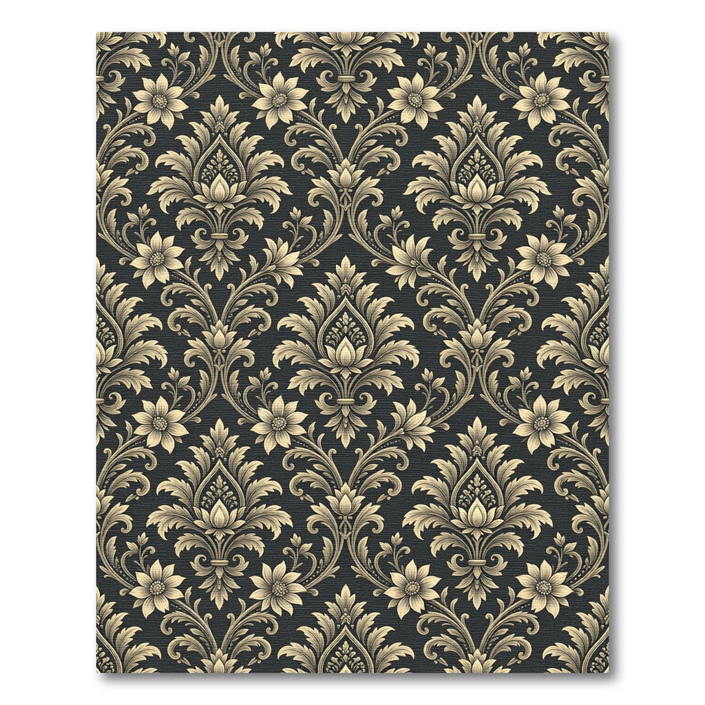 Classic Black and Gold Damask Rug
