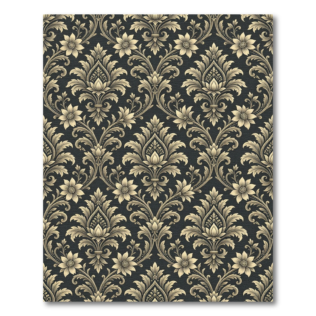 Classic Black and Gold Damask Rug