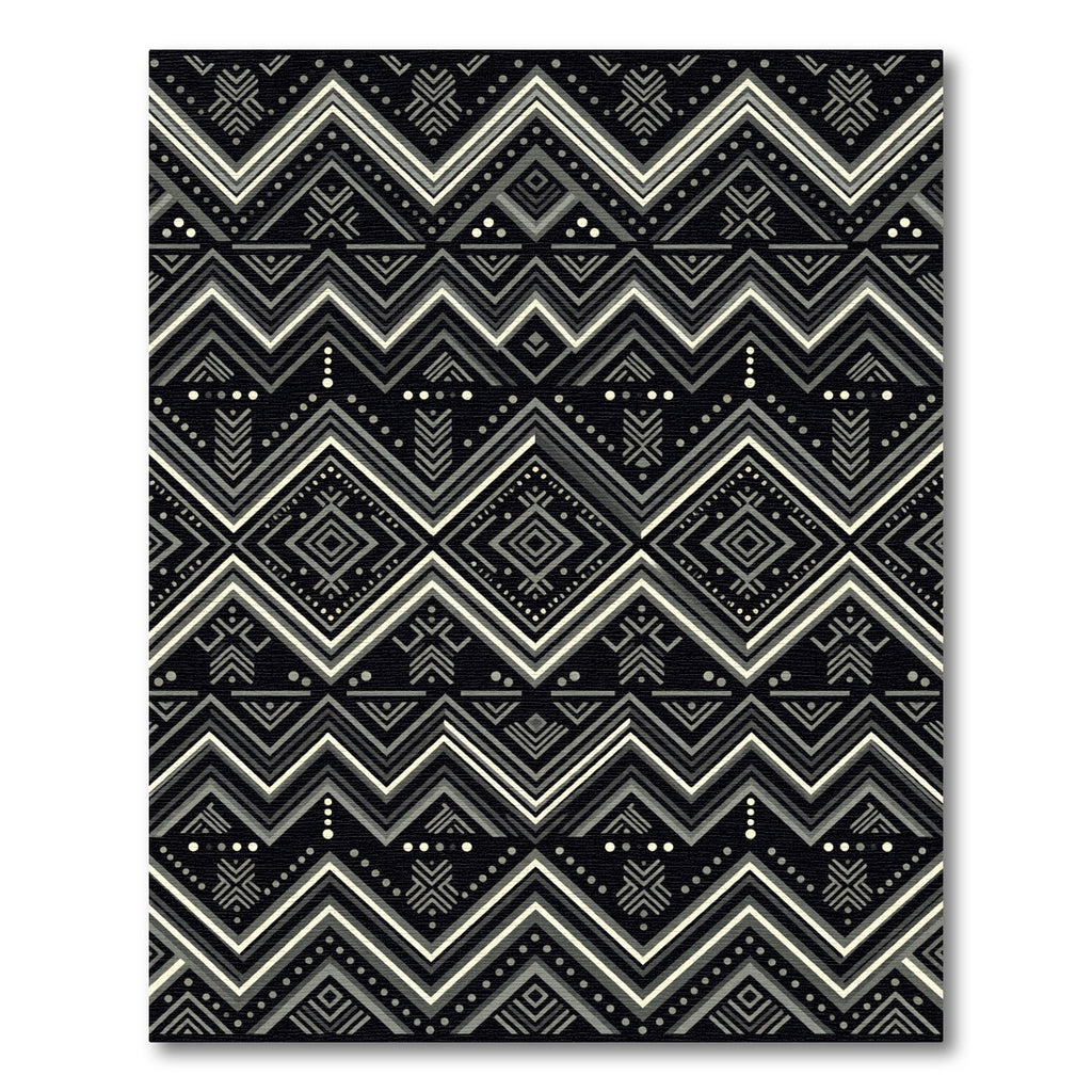 Monochrome Geometric Tribal Diamond Chevron Rug
