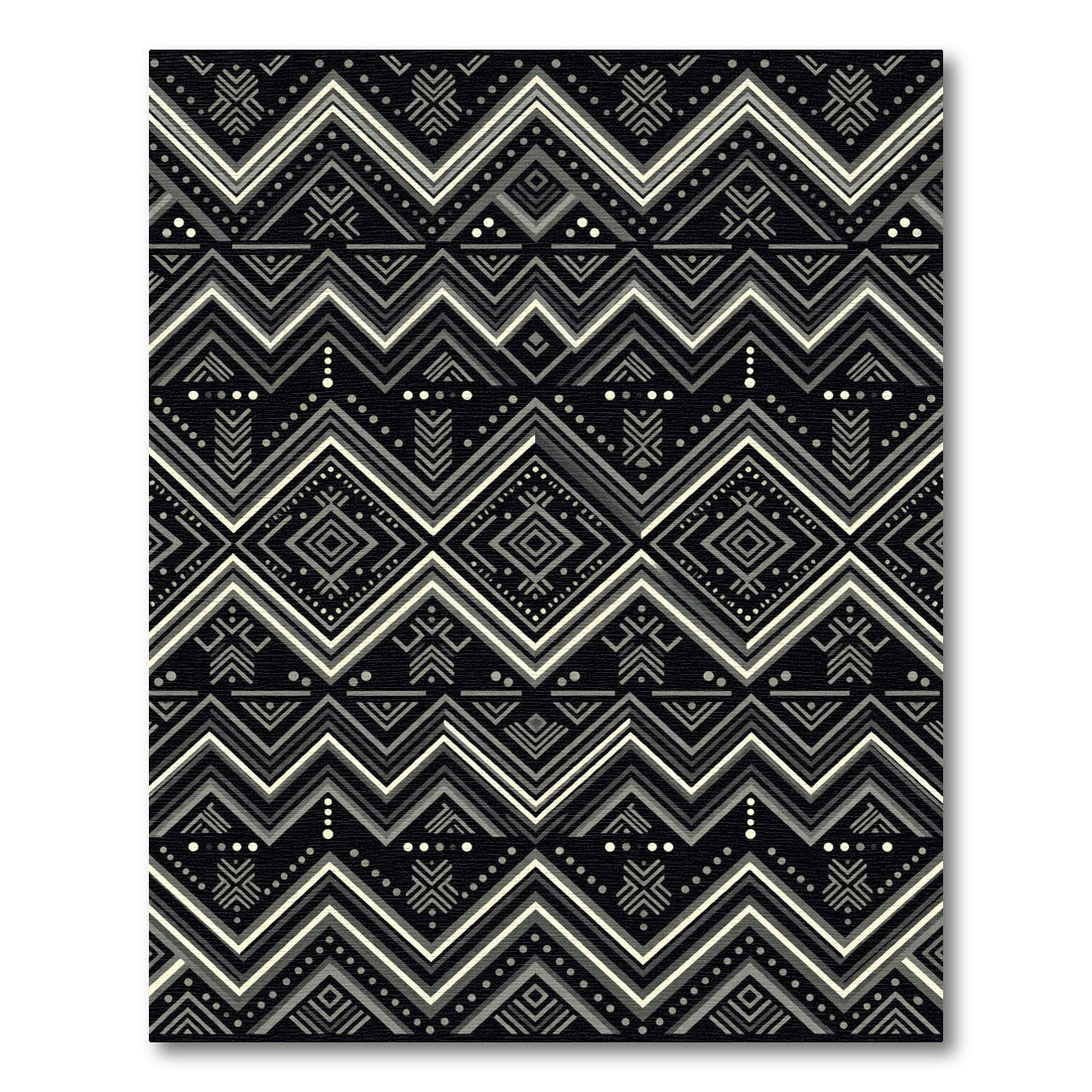 Monochrome Geometric Tribal Diamond Chevron Rug