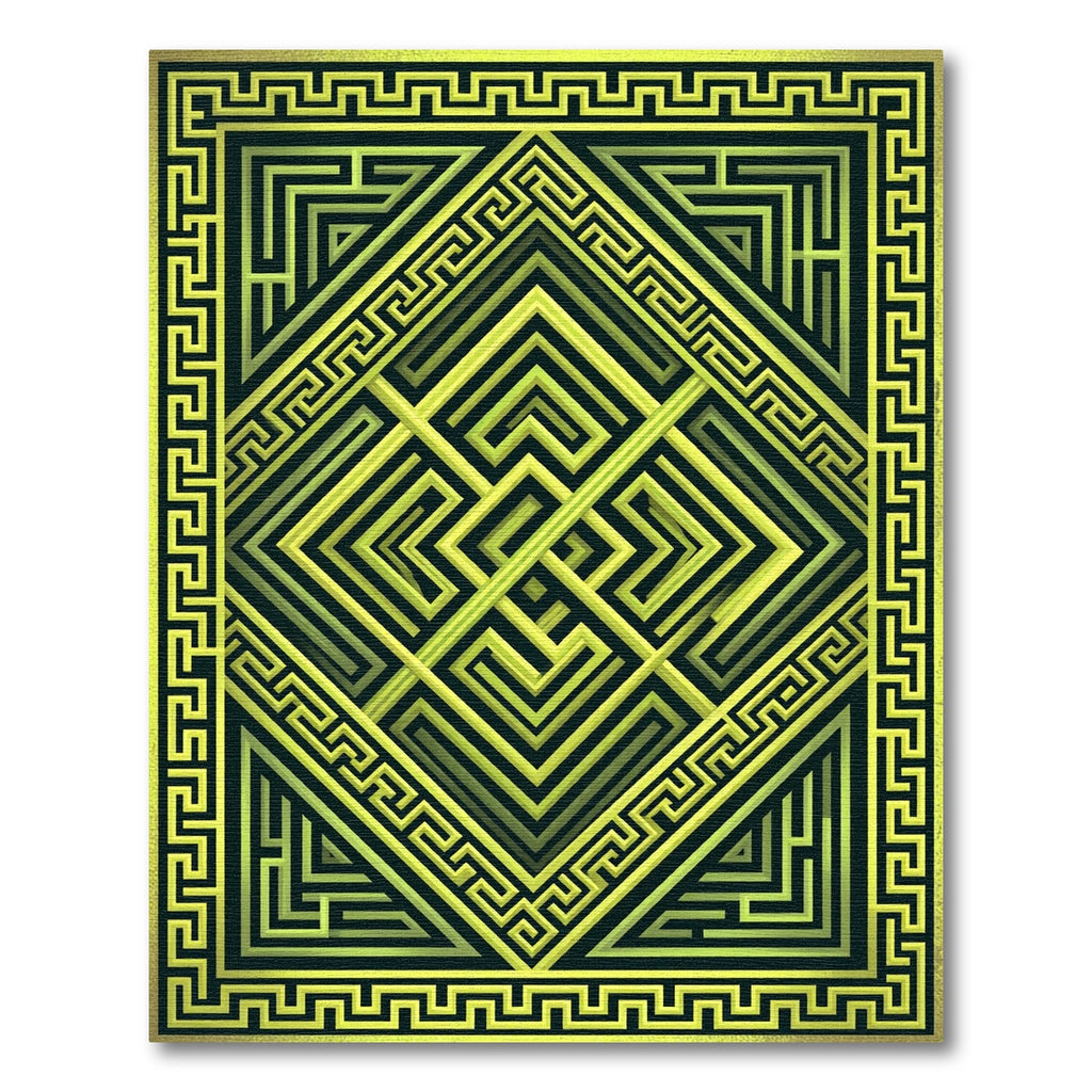 Emerald Green Geometric Maze Rug