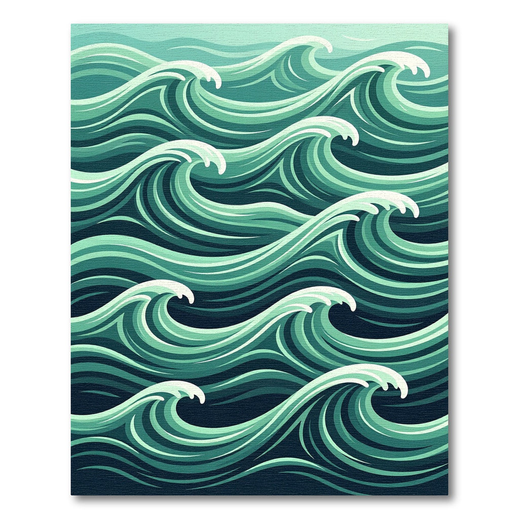 Ethereal Teal Ocean Swell Waves Rug