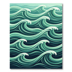Ethereal Teal Ocean Swell Waves Rug