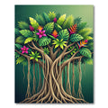 Lush Tropical Foliage With Vibrant Blooms Rug