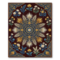 Deep Blue Golden Floral Mandala Design Rug