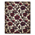 Dark Crimson Floral Scroll Art Nouveau Rug
