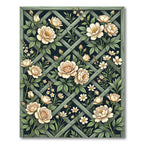 Cream Peony Trellis Botanical Art Rug