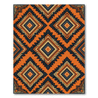 Bold Burnt Orange Geometric Diamond Art Rug