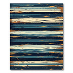 Abstract Navy and Golden Striped Horizon Rug