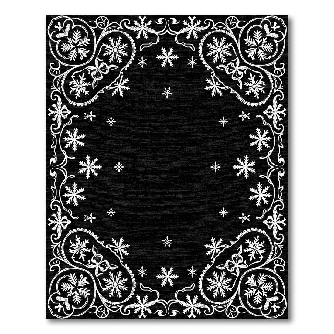 Winter White Snowflake Floral Frame Rug