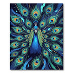 Vibrant Peacock Feather Eye Display Rug