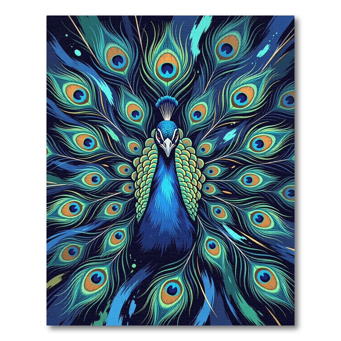 Vibrant Peacock Feather Eye Display Rug
