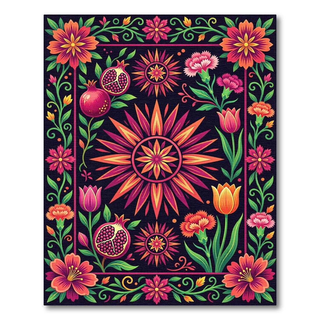 Vibrant Pomegranate Floral Sun Rug