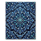 Deep Blue Jewel Accented Floral Rug