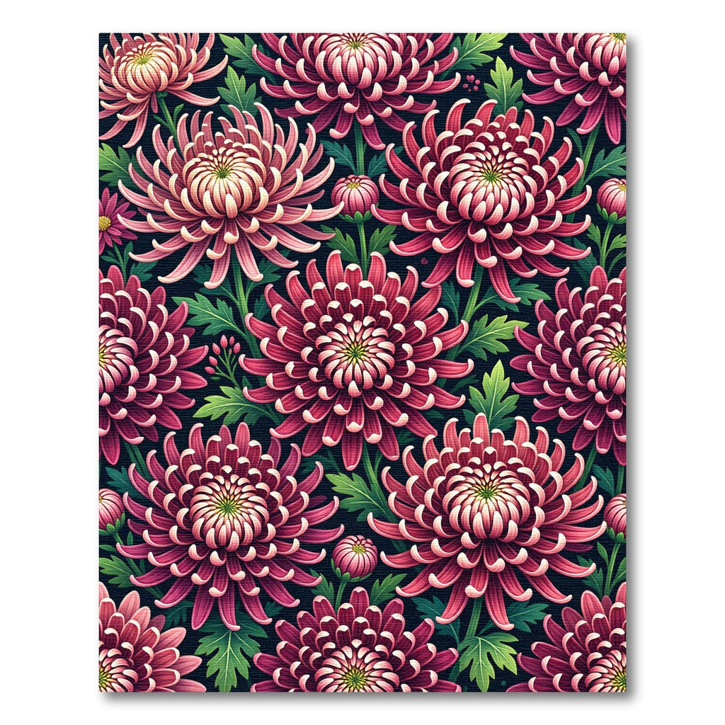 Burgundy Chrysanthemum Floral Garden Rug