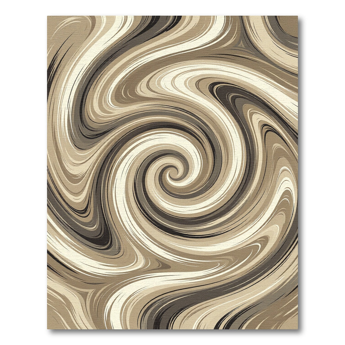 Earthy Swirl Abstract Cream Chocolate Rug