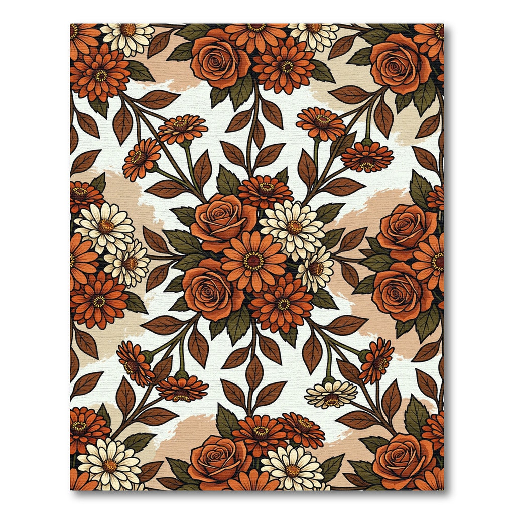 Autumnal Orange Rose and Daisy Bouquet Rug