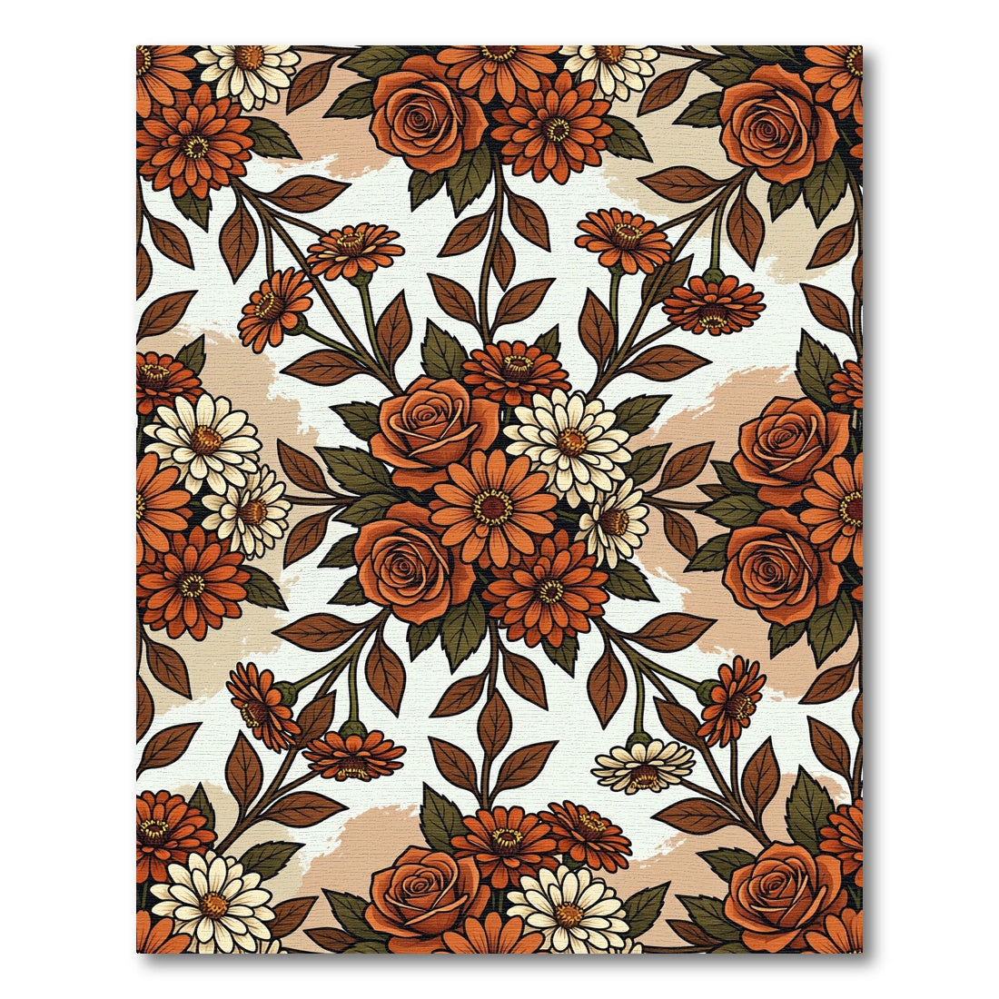 Autumnal Orange Rose and Daisy Bouquet Rug