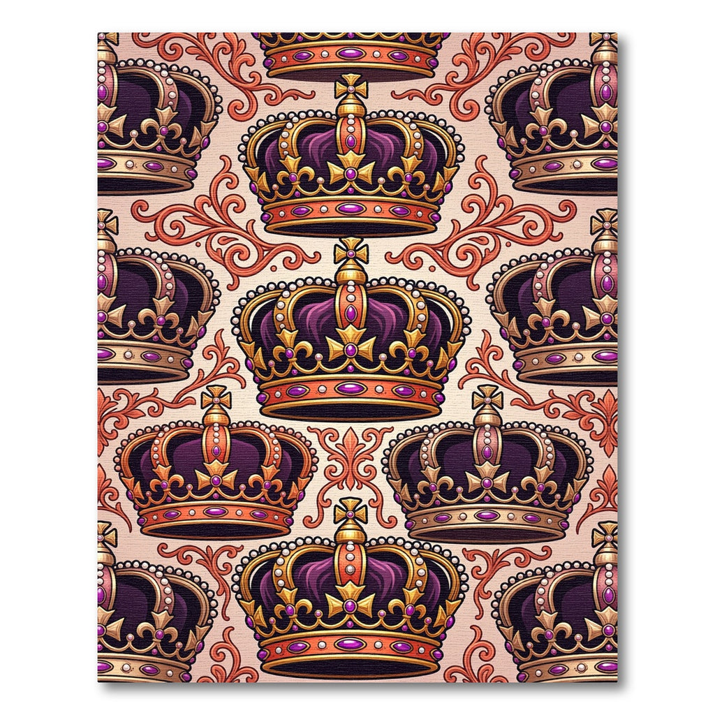 Regal Purple Gold Crown Medallion Rug