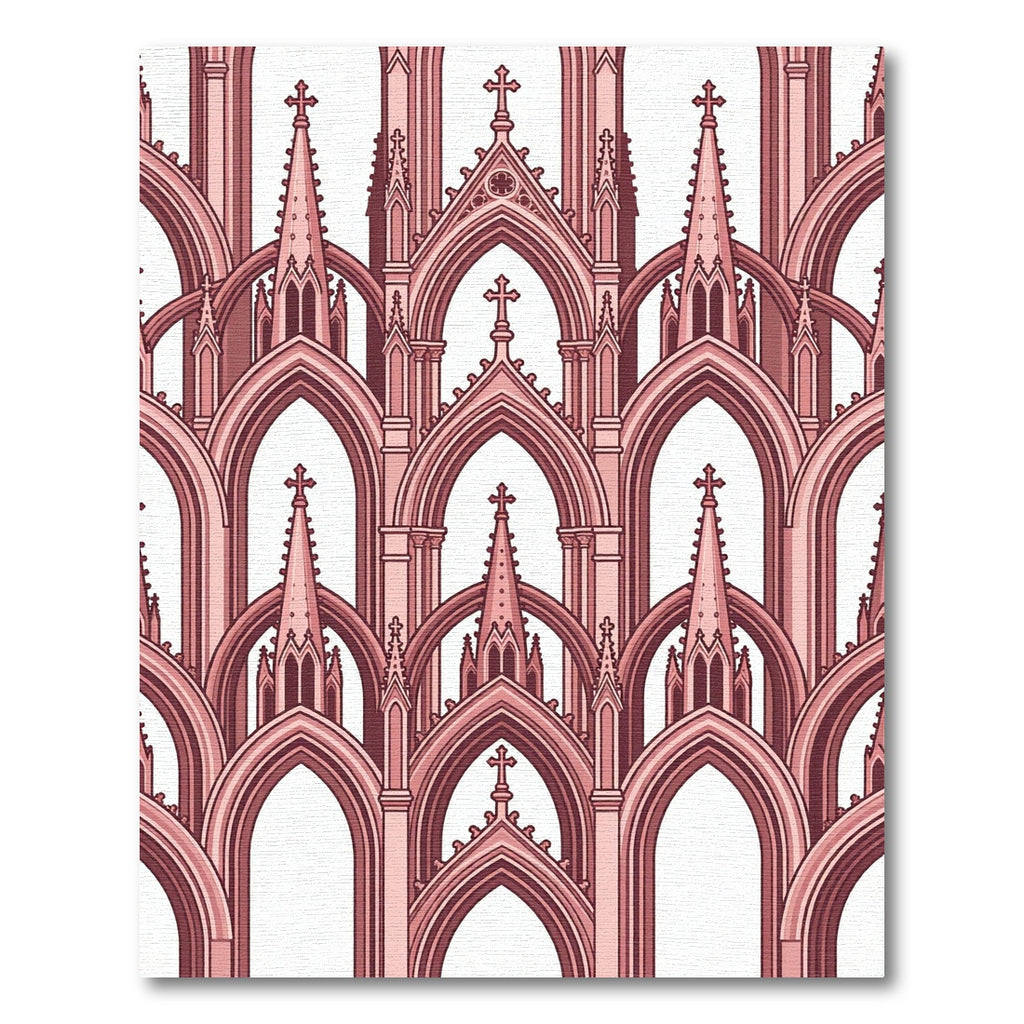 Gothic Cathedral Arch Blush Pink Wallpaper Rug