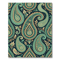 Intricate Teal and Gold Paisley Filigree Rug