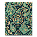 Intricate Teal and Gold Paisley Filigree Rug