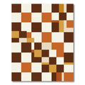 Retro Brown White Orange Checkered Squares Rug