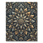 Elegant Gold and Slate Flora Medallion Rug