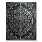 Ornate Silver Floral Mandala Charcoal Rug