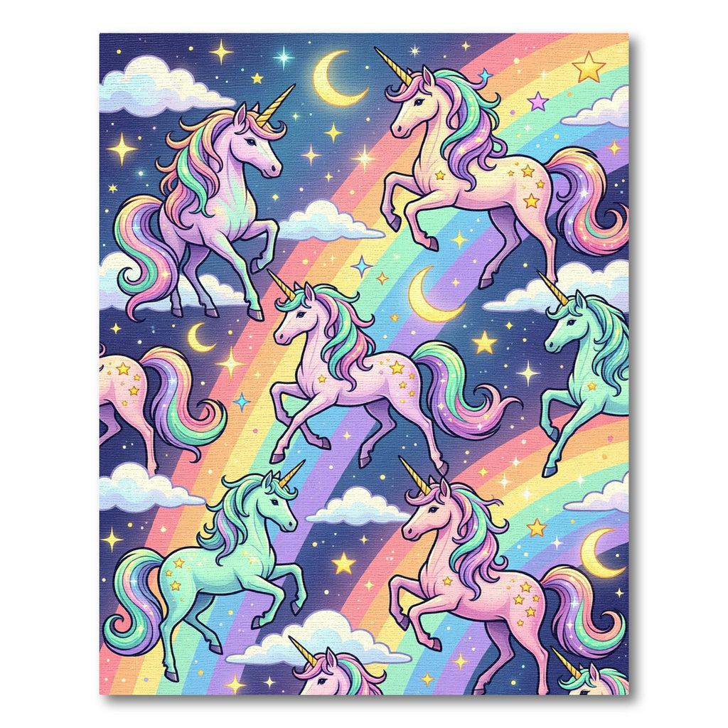 Magical Unicorn Rainbow Starry Night Rug