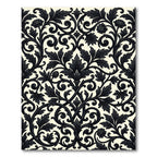Ornate Black Acanthus Scrollwork Rug