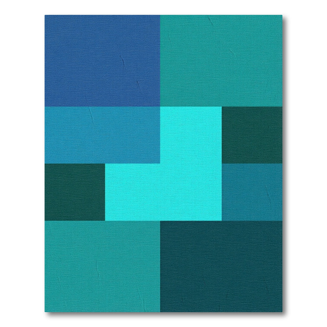 Modern Teal Geometric Color Block Rug