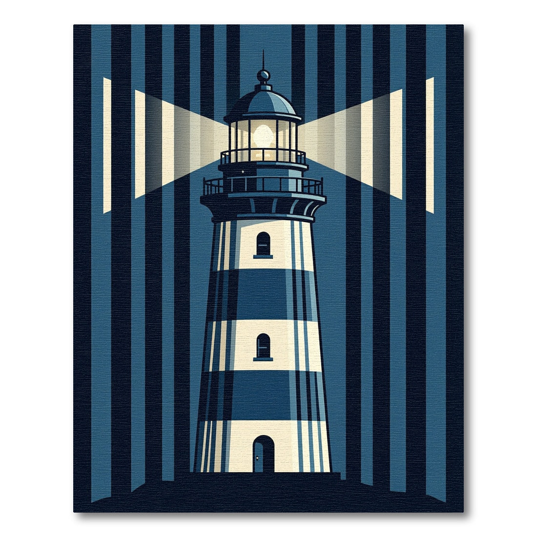 Graphic Blue Striped Nautical Beacon Rug