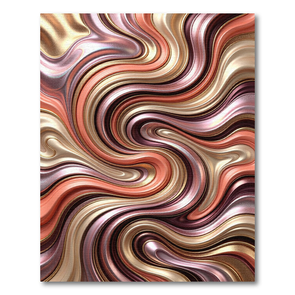 Rose Gold Swirl Fluidic Metal Rug