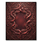 Crimson Swirl Scrollwork Frame Rug