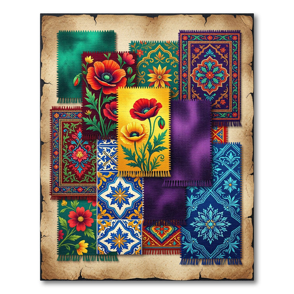 Vibrant Red Flower Medallion Rug