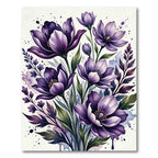 Deep Amethyst Floral Watercolor Burst Rug