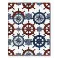 Nautical Compass and Helm Marine Tile Rug