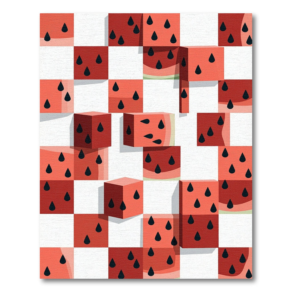 Geometric Watermelon Cube Summer Art Rug