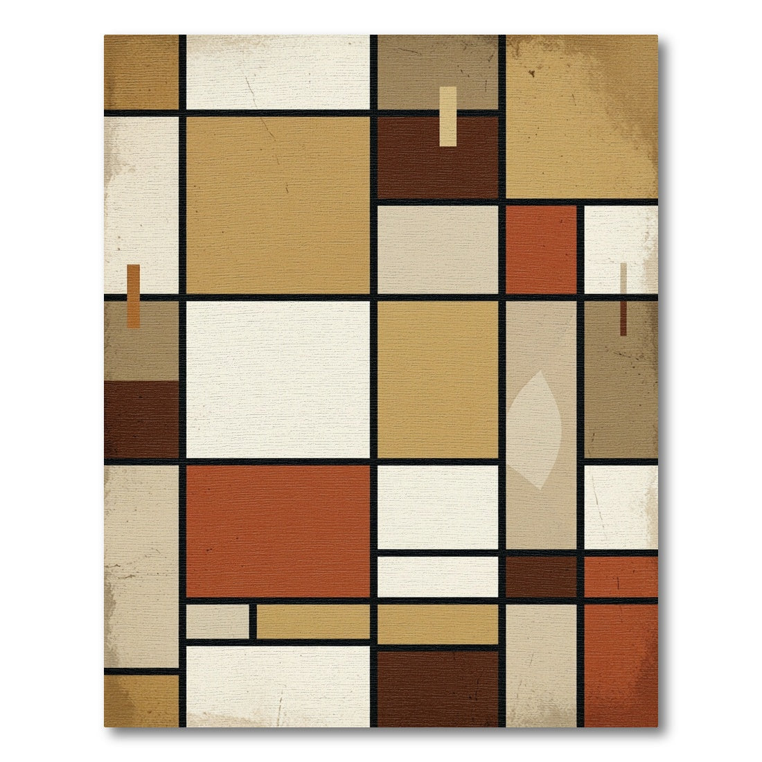 Earthy Geometric Blocks Contemporary Rug