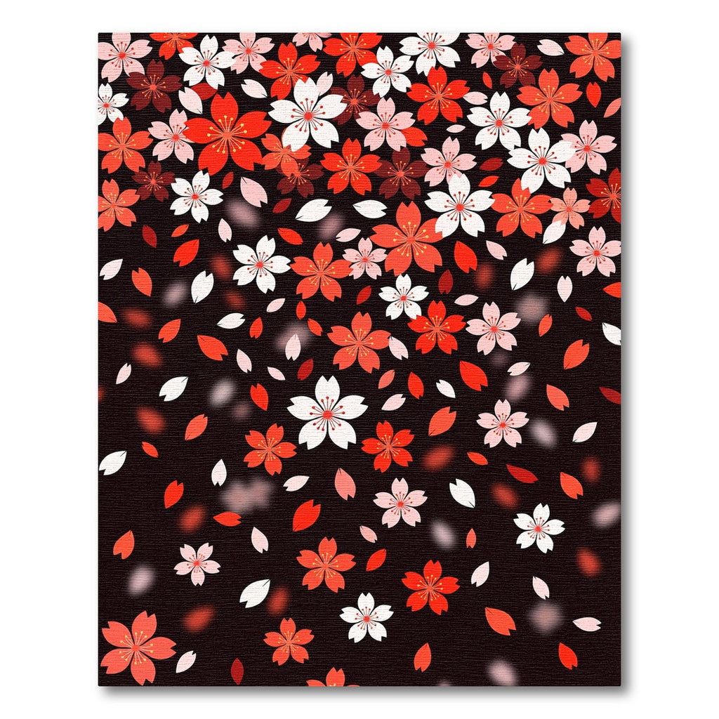 Crimson White Cherry Blossom Shower Rug