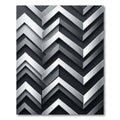 Metallic Silver Geometric Chevron Abstract Rug