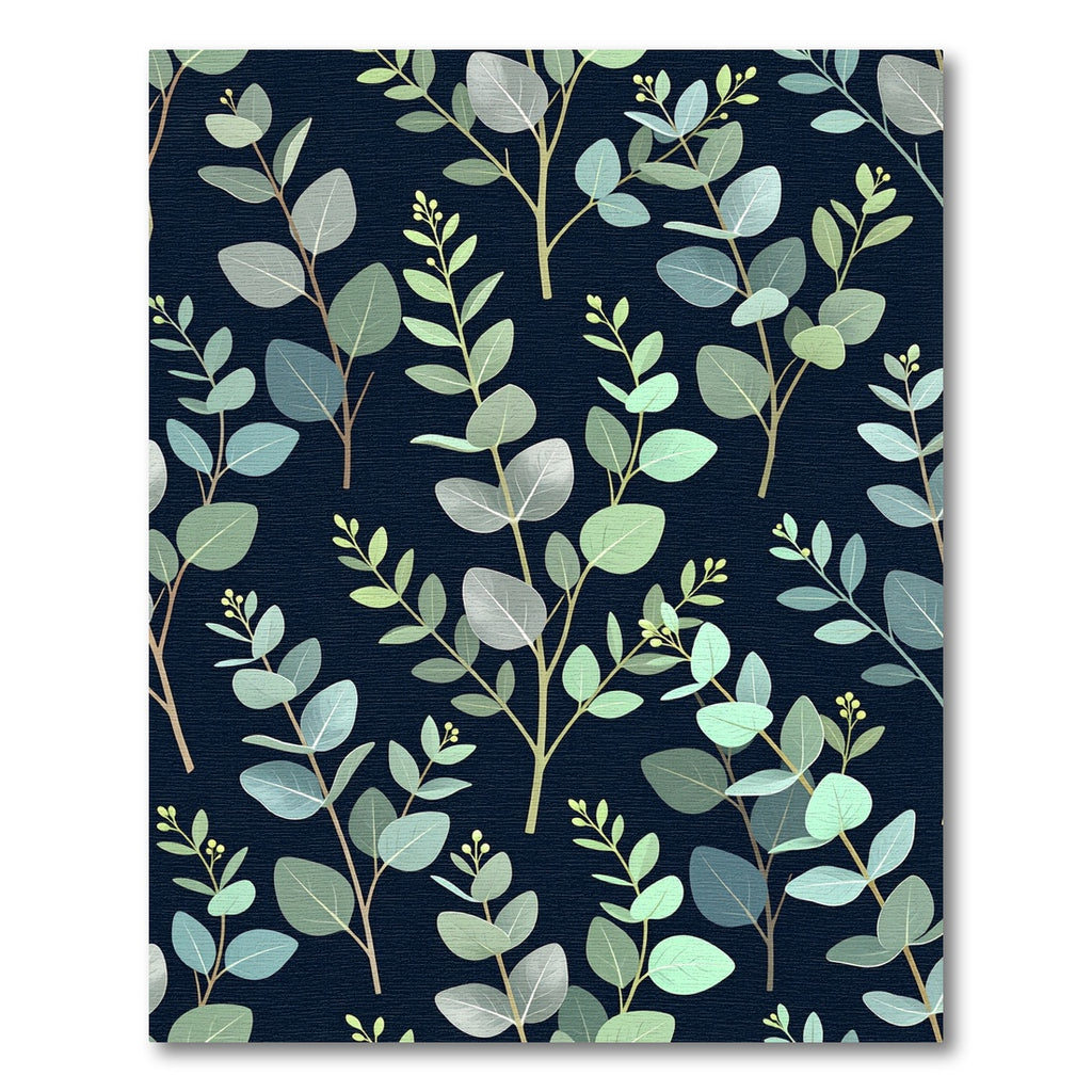 Eucalyptus Foliage Navy Botanical Leaves Rug