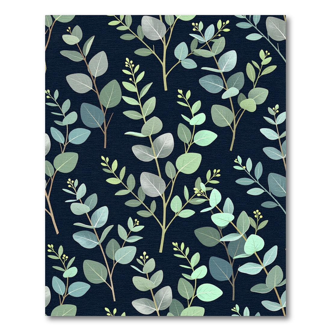 Eucalyptus Foliage Navy Botanical Leaves Rug