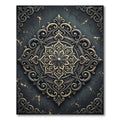 Ornate Antique Gold Silver Filigree Medallion Rug