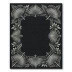 Silver Tropical Fan Leaf Border Rug